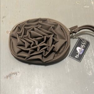 Elegant Brown Small Pouch with Floral Design